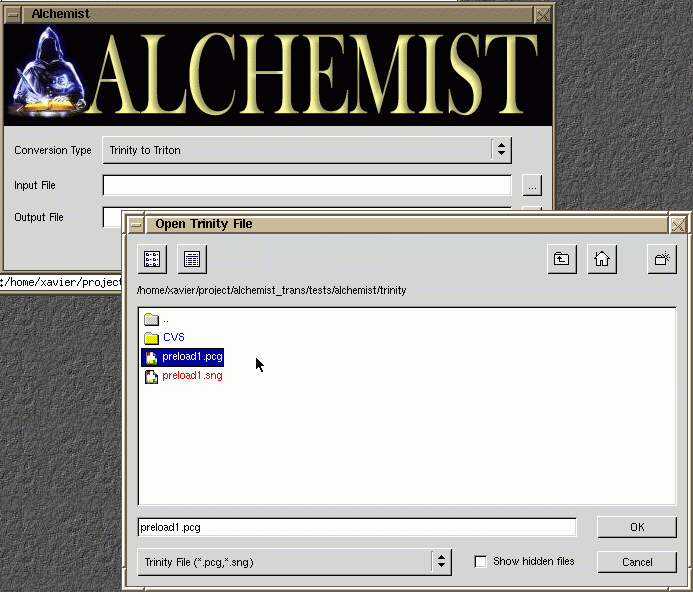 Alchemist running on Linux/GTK